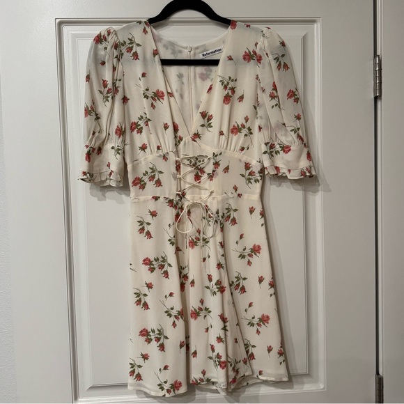 Reformation Cream Floral Mini Dress - Picture 2 of 5